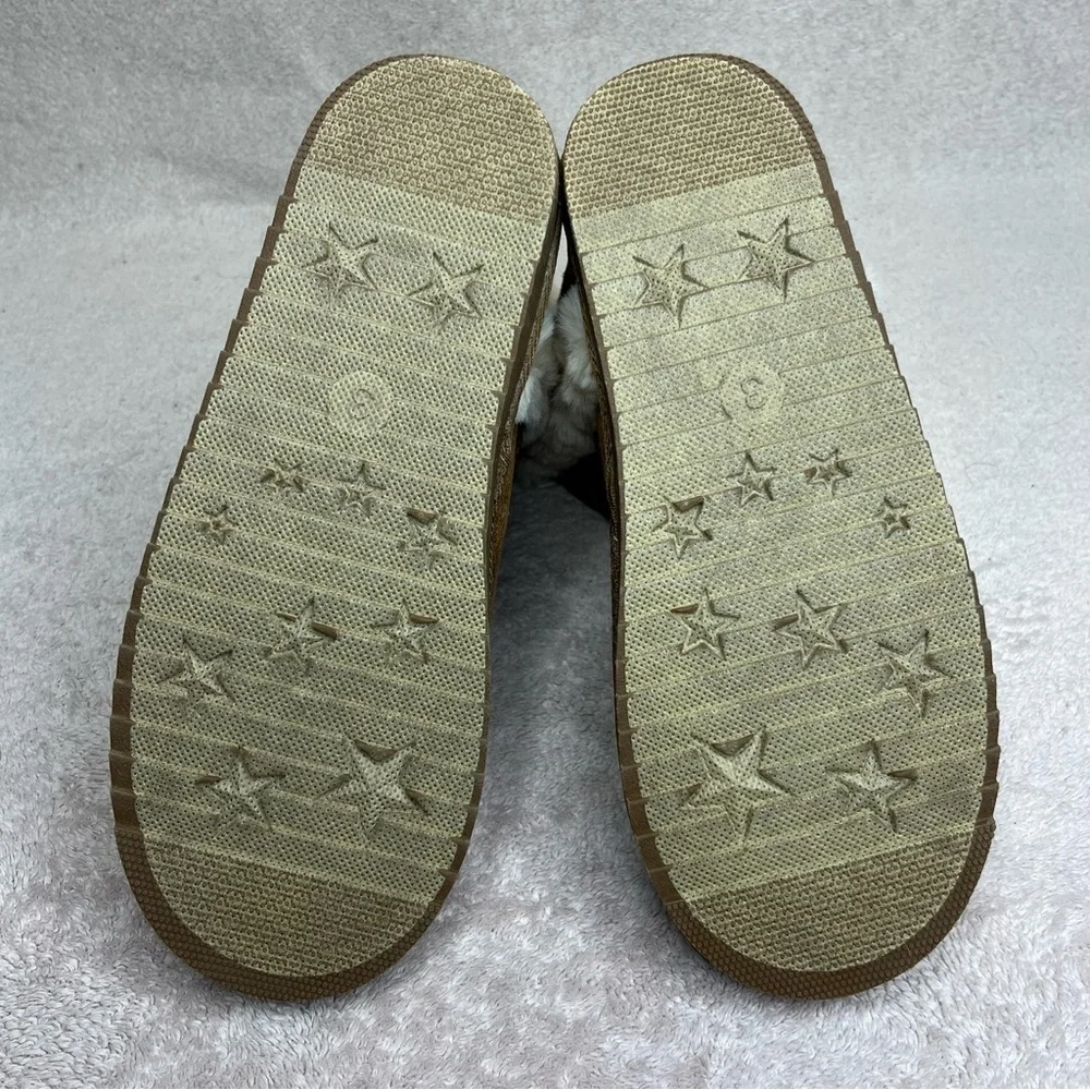 NEW Pescool Faux Suede/Fur Boots/Slippers Brown Kids 3 Winter Cozy Warm Boho